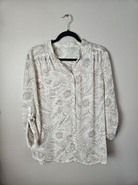 Women's Floral Button-Front Blouse - Cream